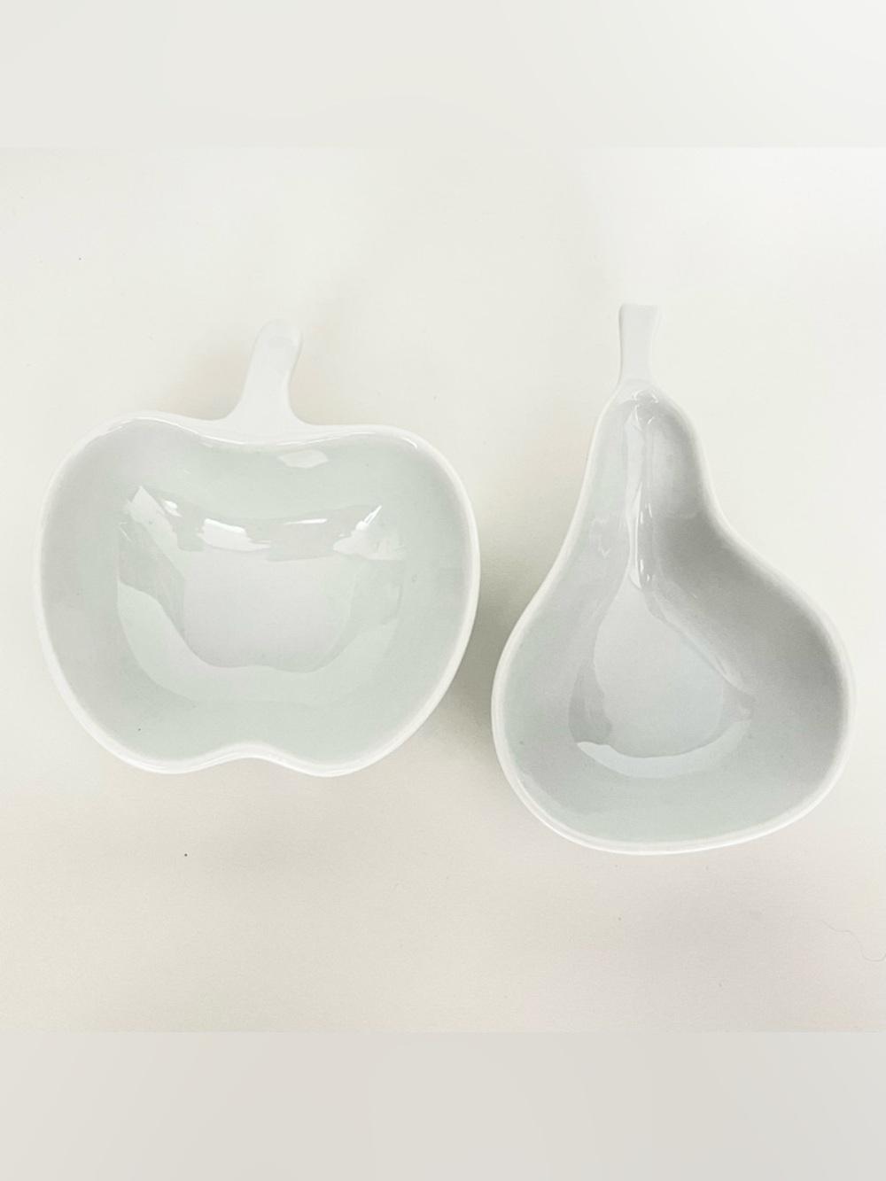 Food Network White Porcelain Snack Condiment Bowls Apple & Pear Shaped Autumn
